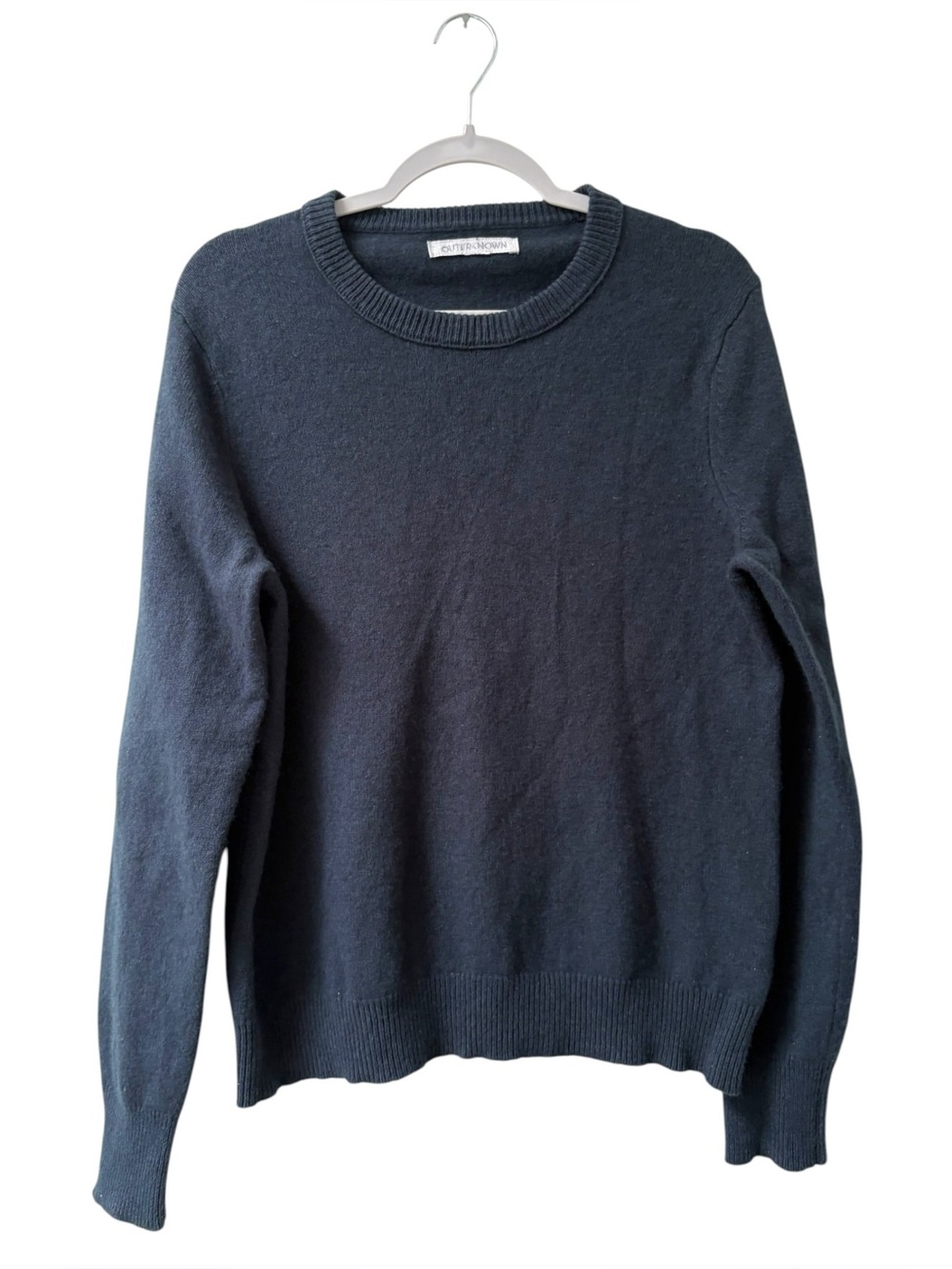 OUTERKNOWN Reimagine Crewneck Navy Blue Wool Blend Knit Sweater Size Large